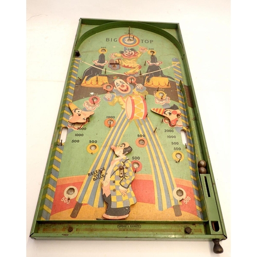 1109 - A vintage Spears Big Top bagatelle board