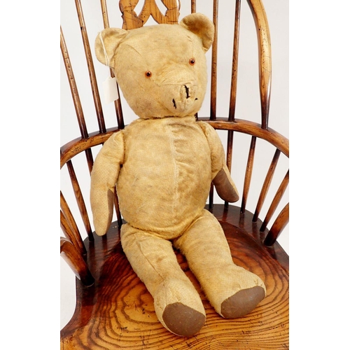 1130 - A large Edwardian gold mohair straw filled teddy bear, 74cm