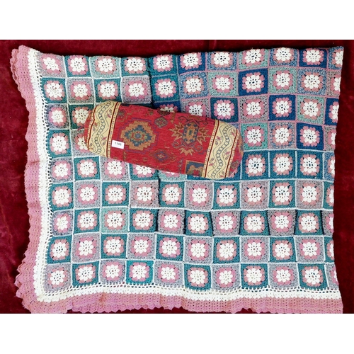 1148 - A vintage crochet bedspread 170 x 210cm and a cushion