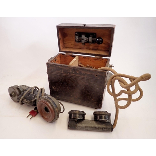 1154 - A WWI field morse code machine and telephone with a receiver