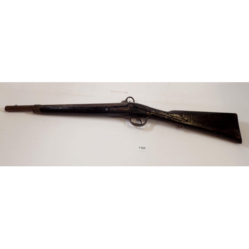 1160 - An antique percussion action shot gun, 84cm long