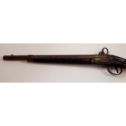 1160 - An antique percussion action shot gun, 84cm long