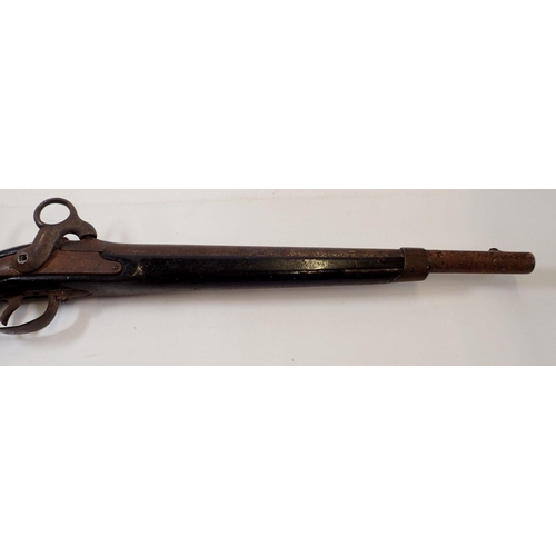 1160 - An antique percussion action shot gun, 84cm long