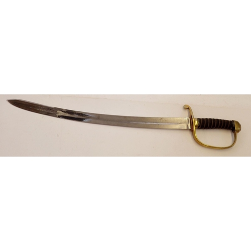 1161 - A brass handle cutless with shagreen handle, blade 57cm