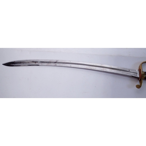 1161 - A brass handle cutless with shagreen handle, blade 57cm