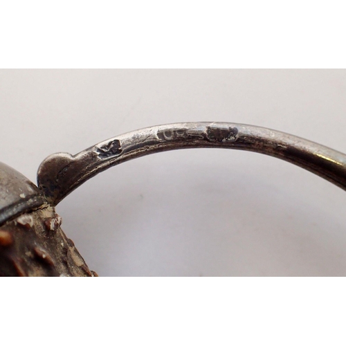 1163 - A fine 18th century hunting sword, the stag horn handle with silver mounts and indistinct stamped ha... 