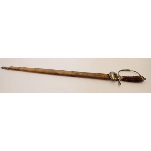 1163 - A fine 18th century hunting sword, the stag horn handle with silver mounts and indistinct stamped ha... 