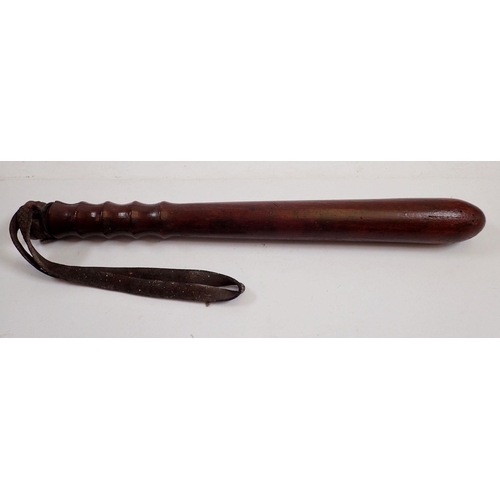 1165 - An antique turned wood police truncheon, 37cm long