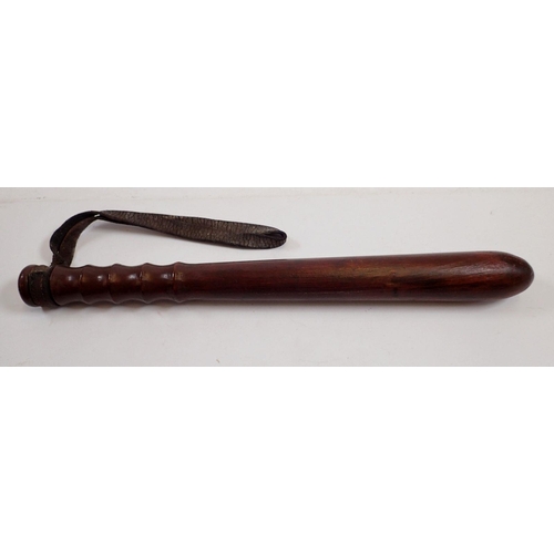 1165 - An antique turned wood police truncheon, 37cm long