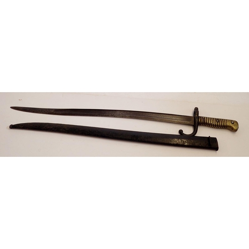 1166 - A French Model 1866 Chassepot bayonet with scabbard