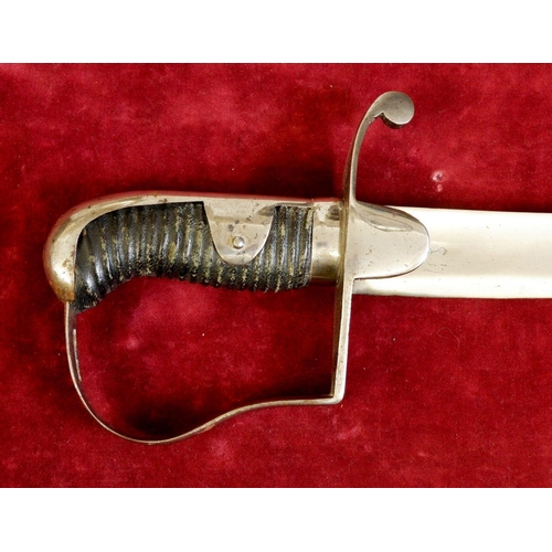 1168 - A 19th century curved sword with leather handle, blade 81cm