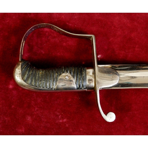 1168 - A 19th century curved sword with leather handle, blade 81cm