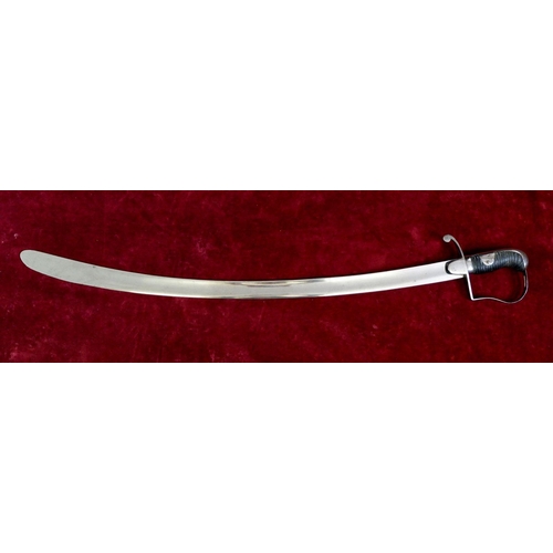 1168 - A 19th century curved sword with leather handle, blade 81cm