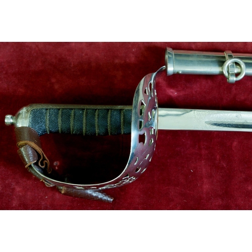 1169 - A 19th century officers dress sword with pierced hand guard, shagreen handle and replaced blade and ... 