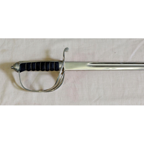 1171 - An officers dress sword with black shagreen handle and plated hand guard, blade 86cm