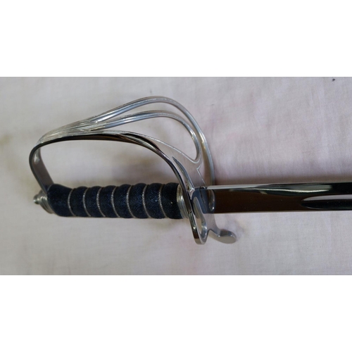 1171 - An officers dress sword with black shagreen handle and plated hand guard, blade 86cm