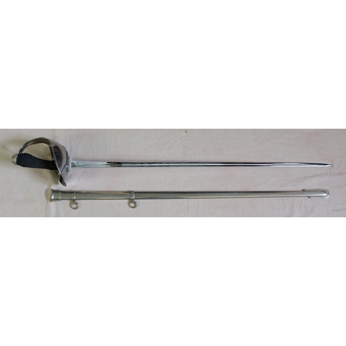 1172 - A cavalry sword with bowl hand guard and shagreen grip, replaced Wilkinson Swords blade and scabbard... 