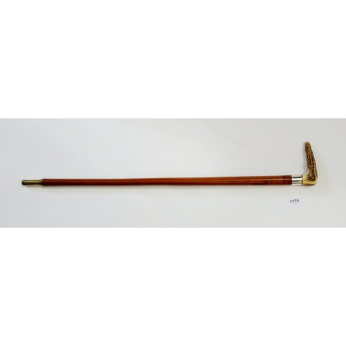 1179 - A walking stick with silver plated mounts and horn handle, 75cm long