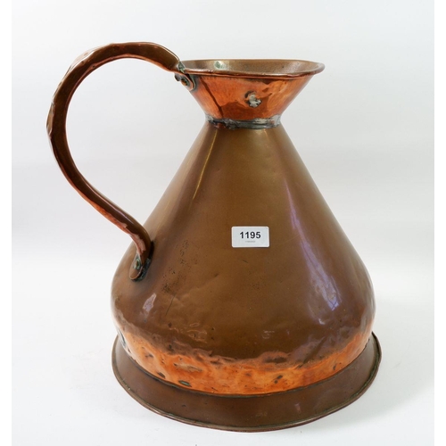 1195 - A Victorian large copper flagon 39cm tall