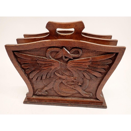 1204 - A carved wooden dragon magazine rack, 40 x 23 x 36cm