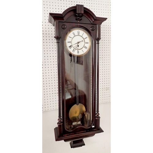 1207 - A 19th century mahogany Vienna style wall clock 99cm tall