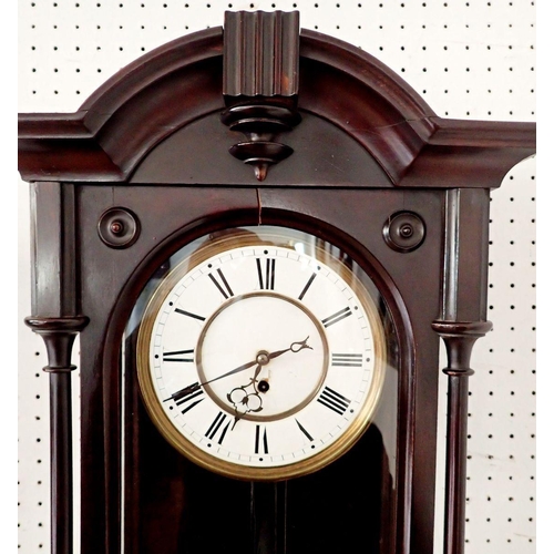 1207 - A 19th century mahogany Vienna style wall clock 99cm tall