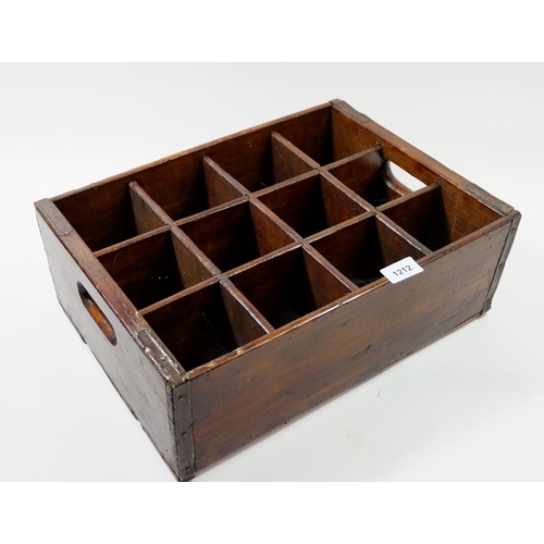 1212 - An old wooden bottle crate, 42 x 30cm