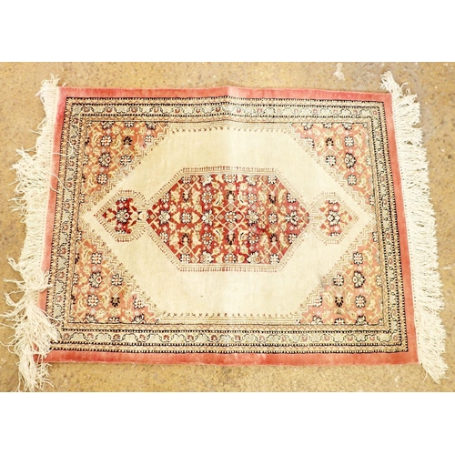 1222 - A small silk Persian style prayer rug with ivory ground 71 x 56cm