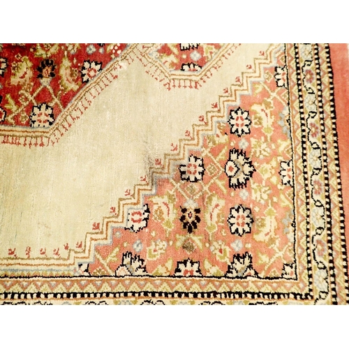 1222 - A small silk Persian style prayer rug with ivory ground 71 x 56cm