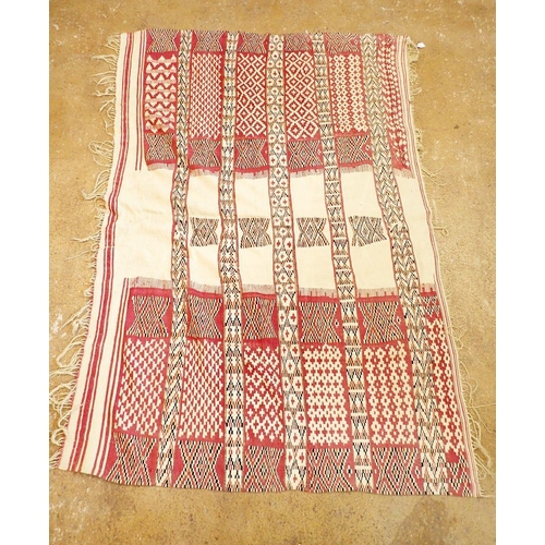 1227 - A Middle Eastern red and cream woven hanging, 186 x 127cm