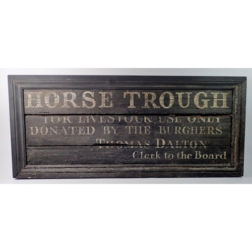 1229 - A large antique painted wooden sign 'Horse Trough' 'For Livestock Use Only' donated by the Burghers,... 