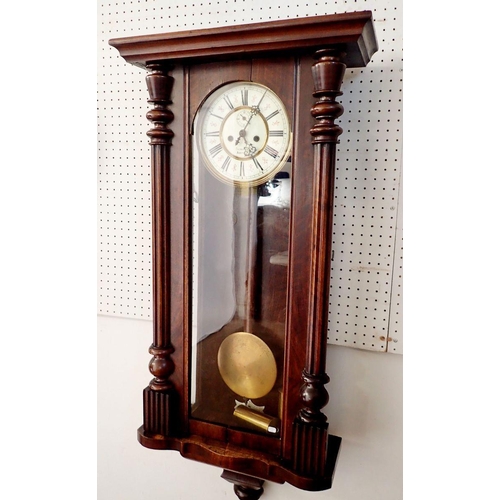 1236 - A Thomas & Co mahogany Vienna style wall clock 100cm tall