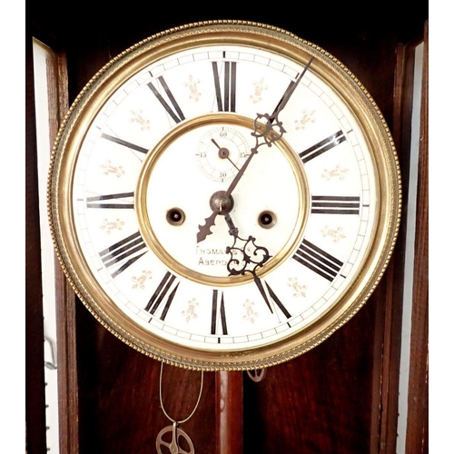 1236 - A Thomas & Co mahogany Vienna style wall clock 100cm tall