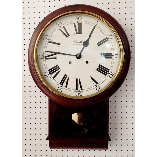 1238 - A Comitti of London drop dial mahogany wall clock 46cm tall