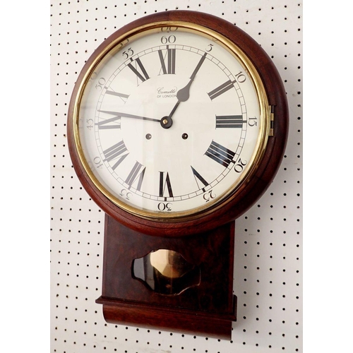 1238 - A Comitti of London drop dial mahogany wall clock 46cm tall