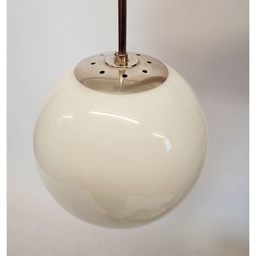 1243 - An early 20th century modernist opaque glass globe and chrome light fitting marked RCP, 53cm tall