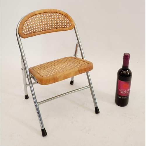 1248 - A cane seated retro chrome folding childs chair, 48cm high