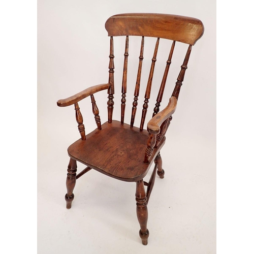 1255 - A 19th century farmhouse chair with turned spindle back and elm seat