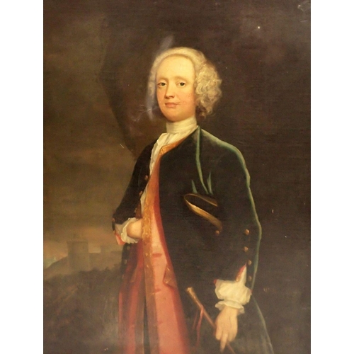 1260 - A large 18th century oil on canvas portrait of Henry Kirkham of Fineshade Abbey, Northamptonshire, n... 