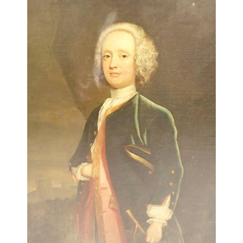 1260 - A large 18th century oil on canvas portrait of Henry Kirkham of Fineshade Abbey, Northamptonshire, n... 