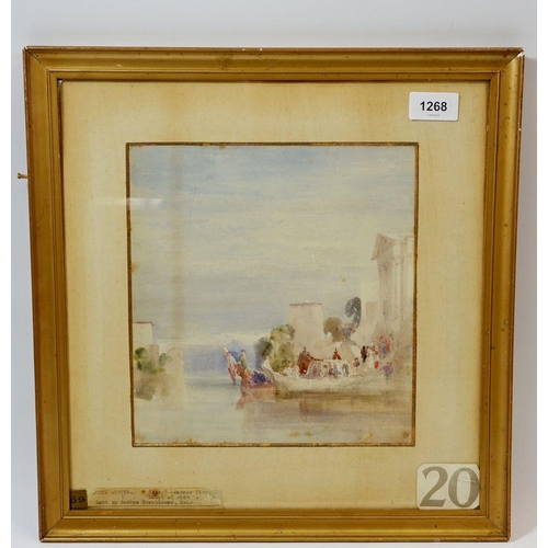 1268 - Attributed to Sam Austin - early 19th century preparatory watercolour sketch for the Port of Dido, 2... 