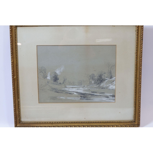 1269 - Attributed to Sam Austin - early 19th century pen and wash landscape with river, 19 x 25cm