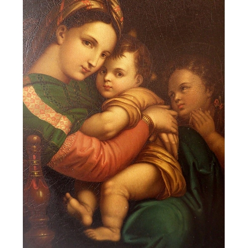 1270 - An oil on zinc Madonna Della Sedia after Raphael in gilt frame, 34 x 27cm