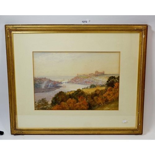 1272 - R B Johnstone - watercolour Whitby, 16 x 36cm