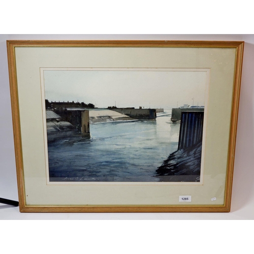 1285 - Brian Lancaster - watercolour 'Gateway to the Severn' signed and dated, April '89, 34 x 46cm