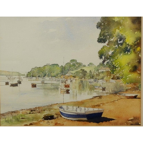 1295 - A pair of watercolour West Country harbour scenes, 20 x 25cm