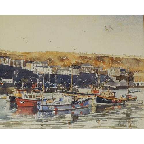 1295 - A pair of watercolour West Country harbour scenes, 20 x 25cm