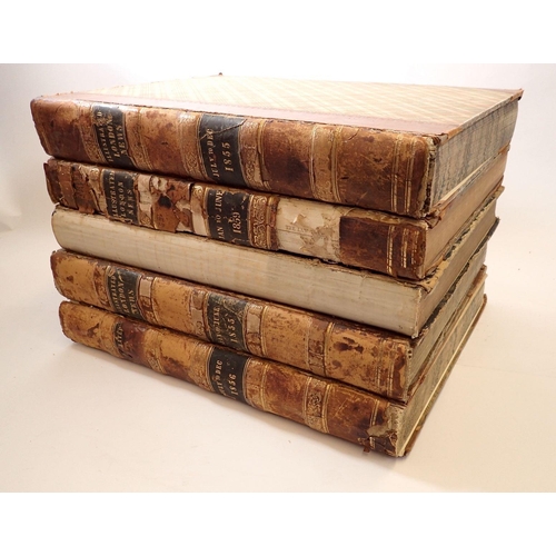 723 - Five volumes Illustrated London News 1855, 1856 & 1859, leather bound