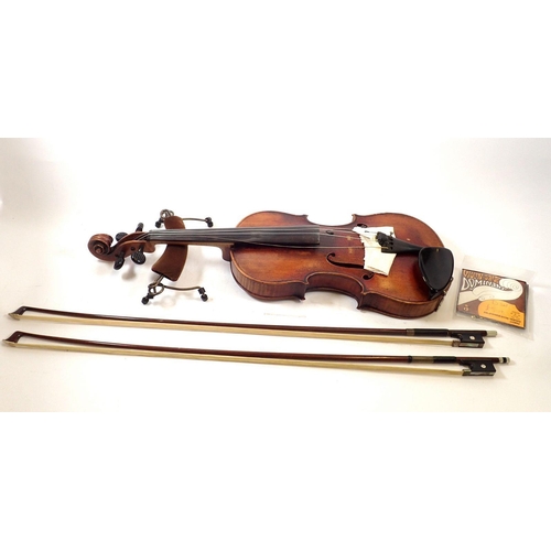 759 - A  19th century full size violin after Joseph Guarnerius, with 14