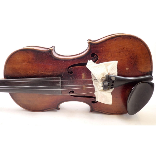 759 - A  19th century full size violin after Joseph Guarnerius, with 14